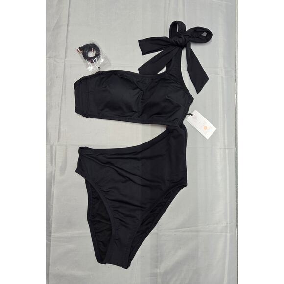 Shade & Shore Size: XS (0-2) Swimsuit 1-pc Black NWT plus mesh top cover - Picture 5 of 9